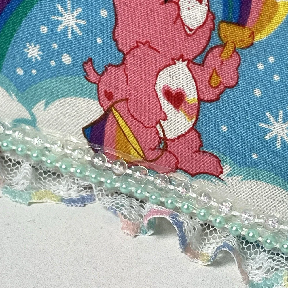 Vintage Care Bears Padded Fabric Photo Album Lace Ruffles Pearls Handmade OOAK